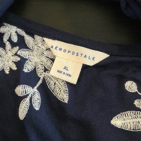 Aeropostale Navy Blue Embroidered Floral Sheath Dress NEW XL Beachy Relaxed $59 - Picture 4 of 8